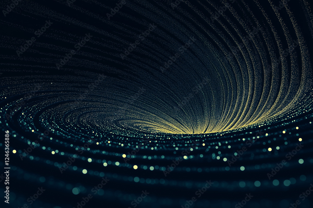 Poster cosmic vortex: abstract swirling vortex of glittering particles, creating a mesmerizing visual journ