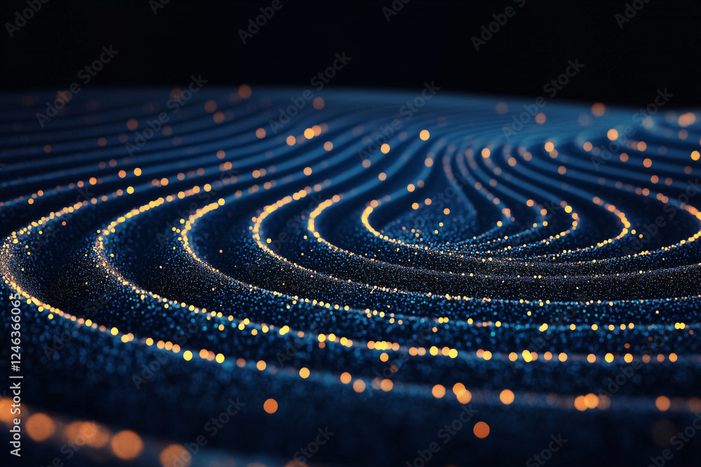 Aufkleber cosmic tapestry: abstract swirls of golden light illuminate a deep, rich blue canvas, creating a mes