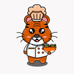 cute vector illustration of a chef's tiger mascot