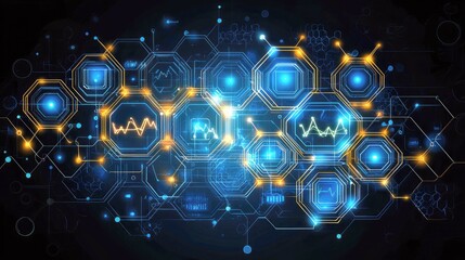 Obraz premium Abstract Network Technology: Digital Connections, Global Data Flow, Futuristic Innovation, and Cyber Structure