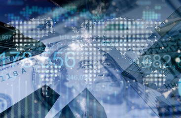  Global finance business stock market background concept. 
