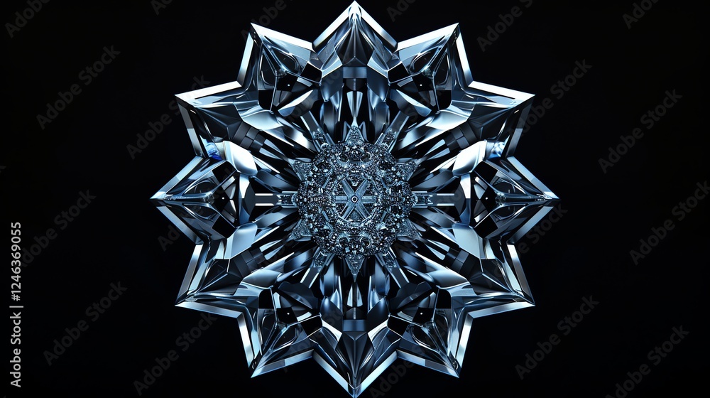 Canvas Prints abstract 3d render of a blue and silver geometric shape.