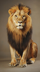 Fototapeta premium HD realistic lion real animal photo in yellow light brown background