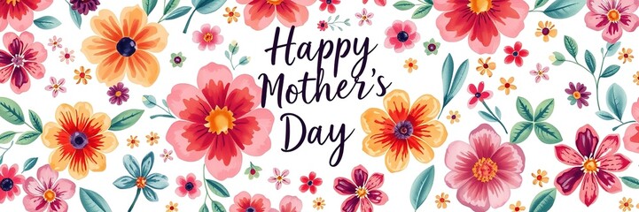 Obraz premium Artistic Hand-Painted Mother's Day Card with Floral Design