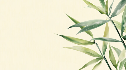 Fototapeta premium watercolor illustration of green bamboo leaves