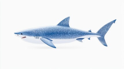 Fototapeta premium Realistic Blue Shark Illustration with Detailed Textures and Shades