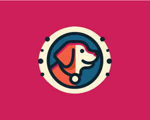 Cartoon Dog Logo Design Icon Symbol Vector Illustration.