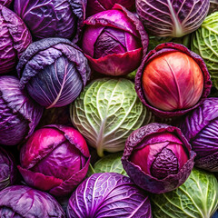 Obraz premium vibrant purple red cabbage heads with interesting