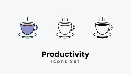 Productivity Icons thin line and glyph vector icon stock illustration