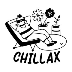 A glyph sticker of chilling character 
