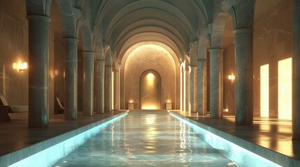 Obraz premium Serenity and Tranquility in Luxurious Indoor Pool Interior Design