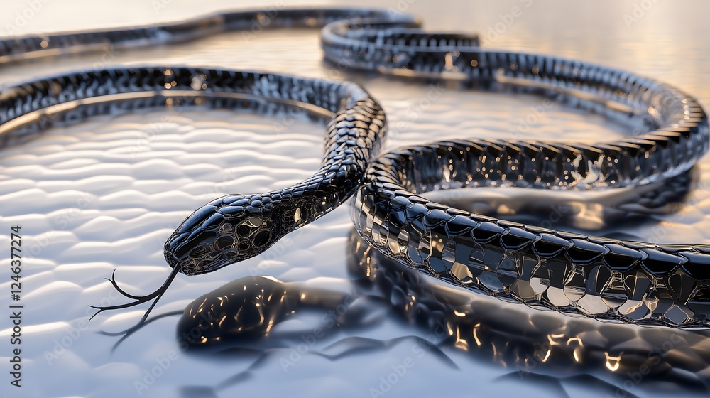 Poster robotic snake digital art mechanical serpent technology design futuristic creation cybernetic reptil