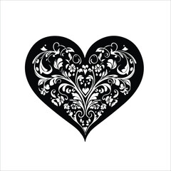 heart of black and white flowers