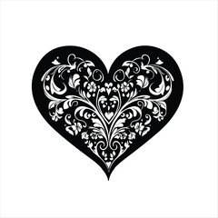 heart of black and white flowers