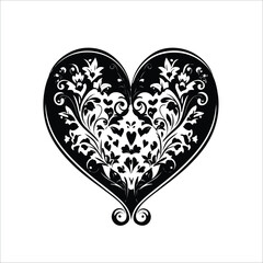 heart of black and white flowers