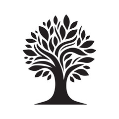 Black and White Silhouette of a Tree