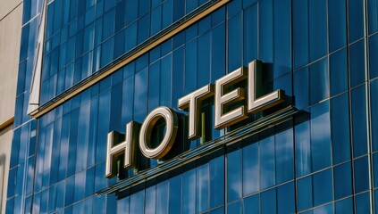 Obraz premium Modern hotel building exterior with large 