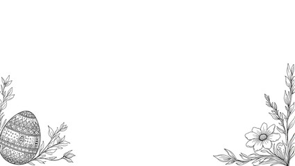 Obraz premium Beautifully hand drawn Easter card with an intricately patterned egg adorned with charming spring motifs