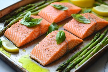 Baked Salmon, Asparagus, Lemon, Kitchen, Recipe