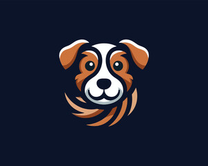 Cartoon dog logo design template. Dog head icon.