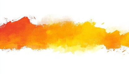 Orange yellow watercolor wash banner, abstract design, white background, website header