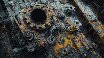 Rusty Machinery Components Reveal the Passage of Time in an Abandoned Industrial Site