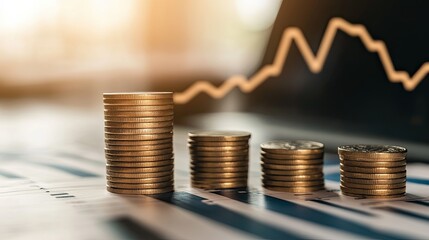 Gold Coins Stacked High: Financial Growth and Success