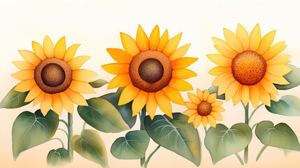 Obraz premium Background of Blooming golden sunflowers