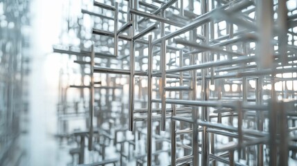 Fototapeta premium Abstract Metal Structure with Intersecting Lines and Reflections