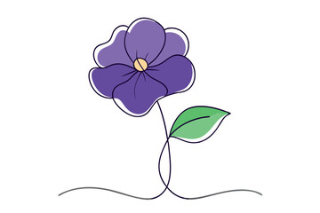 Naklejka premium Stunning Violet Flower Line Art Designs