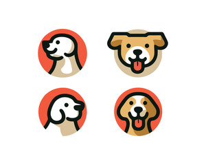 Set of cartoon dog logo design vector templates. 