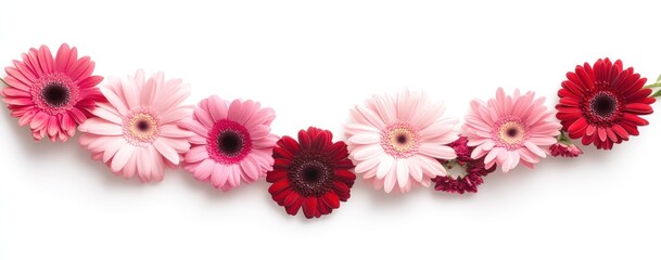 Elegant Gerbera Daisy Floral Arrangement: A Delicate Row of Pink and Red Blooms