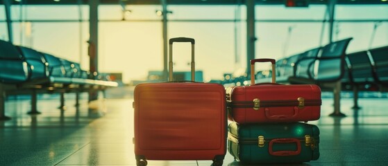 Image of suitcases at the airport, suitable for articles about travelling, tourism and travel preparation.