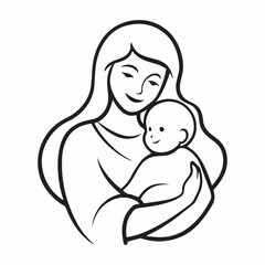 mother holding babe icon 