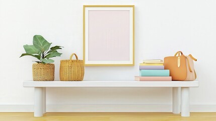 Modern Minimalist Interior with Stylish Bench and Elegant Decor