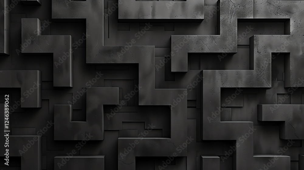Canvas Prints abstract background of 3d black geometric shapes.