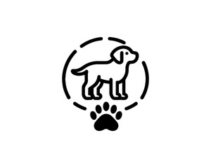 Minimalist lines outline dog logo design icon symbol vector template
