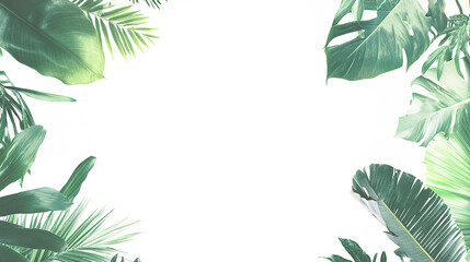 緑の葉に囲まれたナチュラルな背景デザイン