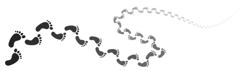 Step footprints paths. footstep prints and shoe steps . shoe tread footprints vector illustration isolated on white background.