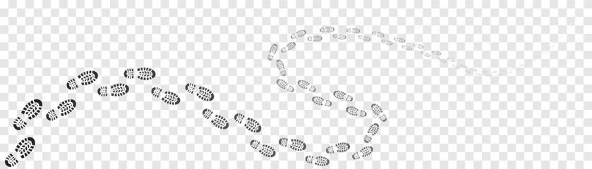 Step footprints paths. footstep prints and shoe steps . shoe tread footprints vector illustration isolated on white background.