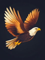 Obraz premium A majestic bald eagle in flight with wings fully extended soars high with freedom.