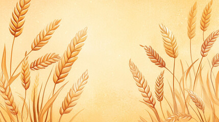 watercolor illustration of golden wheat ears