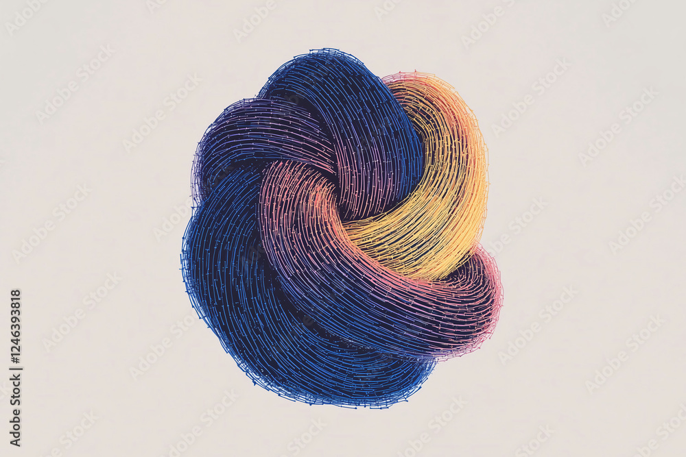 Poster intricate yarn knot: a mesmerizing close-up of a intricately knotted ball of yarn, showcasing a grad