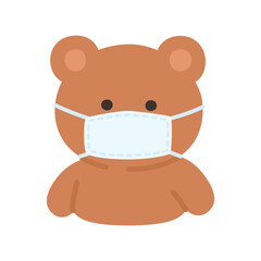 Korean Style Bear Emoji Wearing Medical Mask