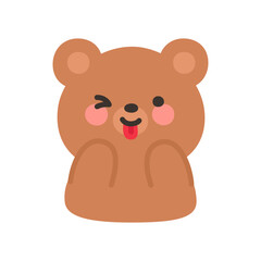 Obraz premium Korean Style Bear Emoji Tongue Out Playful Expression