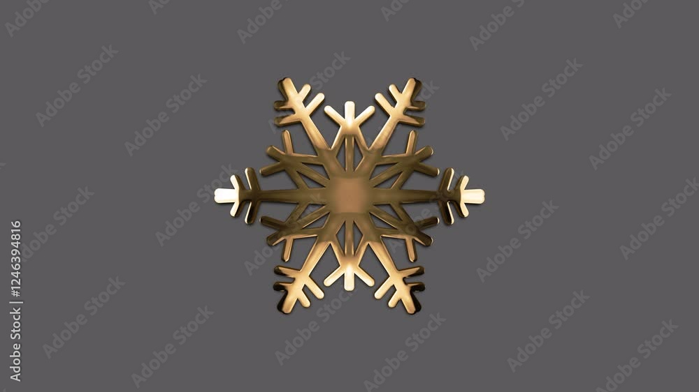 Aufkleber loop glow gold snowflake object rotation on black background animation. gold snowflakes animation fo