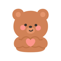 Korean Style Bear Emoji Forming Heart Shape with Hands