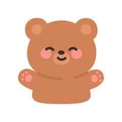 Korean Style Bear Emoji with Open Paws Friendly Gesture