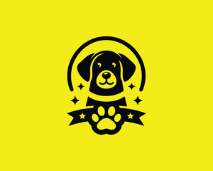 Cartoon Dog Logo Design Icon Symbol Vector Illustration.