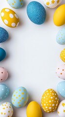 Minimalist Easter Day Dragon Inspired Decor with Colorful Eggs and White Background
